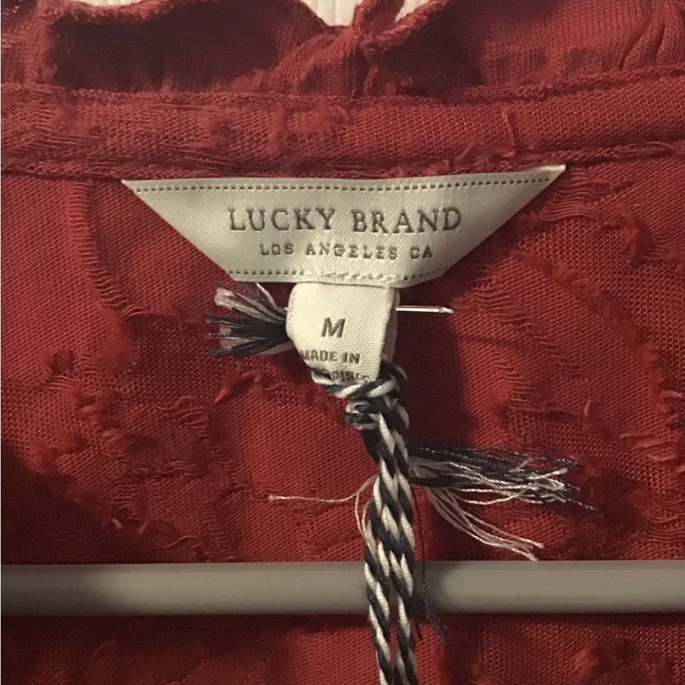 NWT! Lucky Brand Rust Lace Blouse - Picture 4 of 7